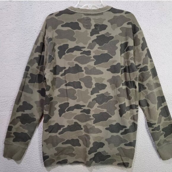 #266 Hollister Camo Sweatshirt Medium Crew Neck Distressed Pullover Camouflage - Picture 6 of 7